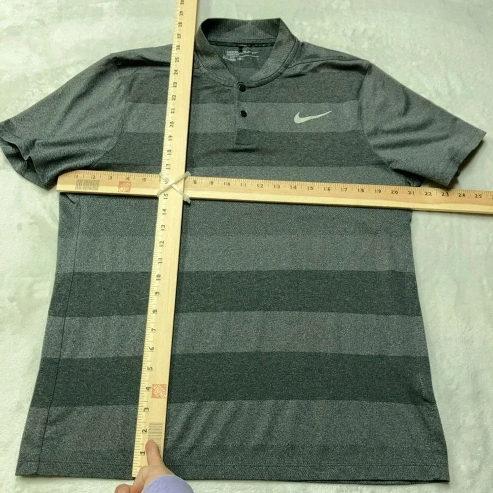 Nike Golf Blade Collar Polo Shirt Gray Modern Dri Fit Stripe 799107 Mens Large